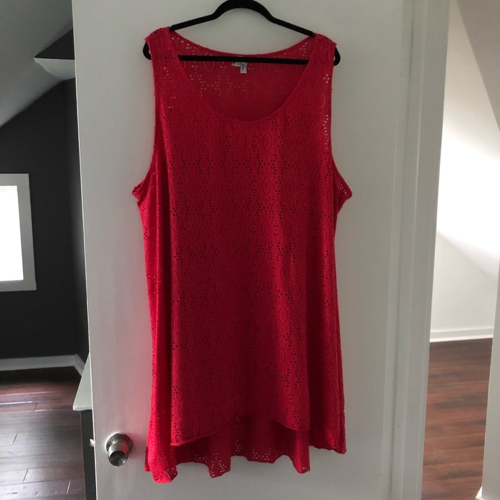 Coral cutout swim coverup - plus size 3x